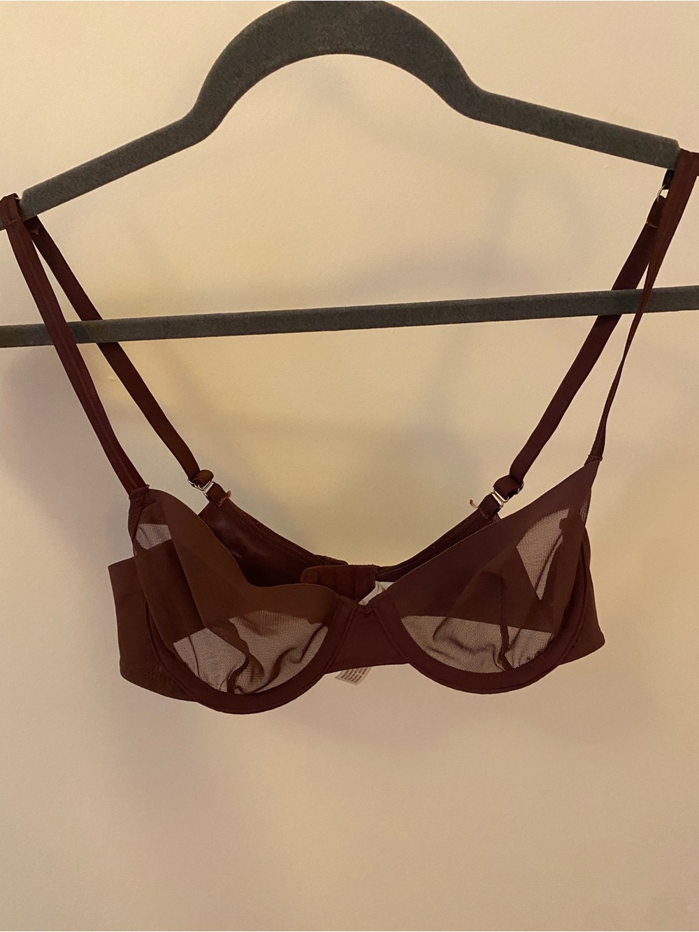 Auden Sheer Underwire Bra in Plum